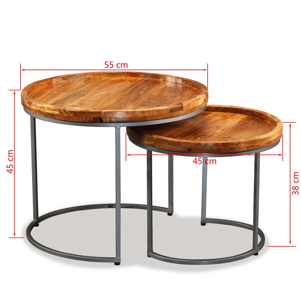 Beistelltisch-Set 2 Stk. Mangoholz Massiv - Pazzar.ch