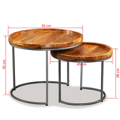 Beistelltisch-Set 2 Stk. Mangoholz Massiv - Pazzar.ch