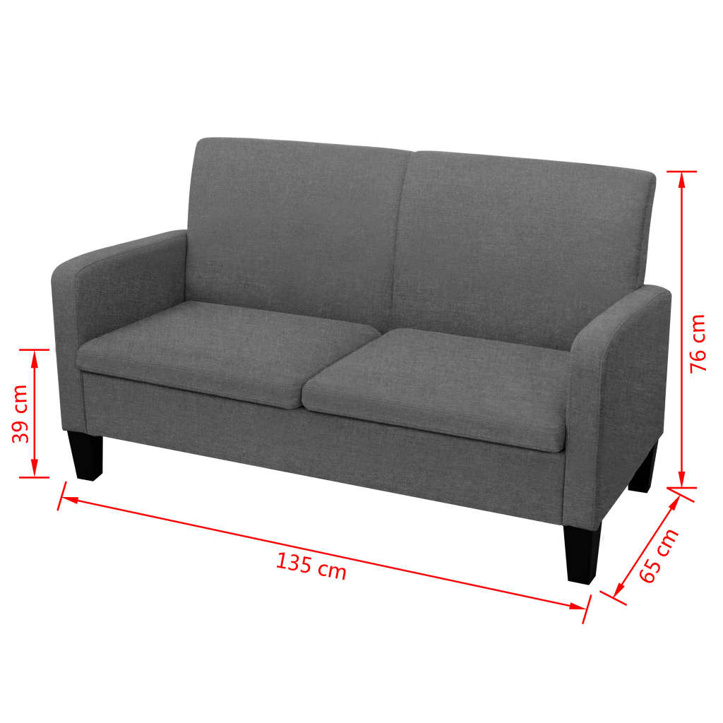 2-Sitzersofa 135 x 65 x76 cm Dunkelgrau - Pazzar.ch