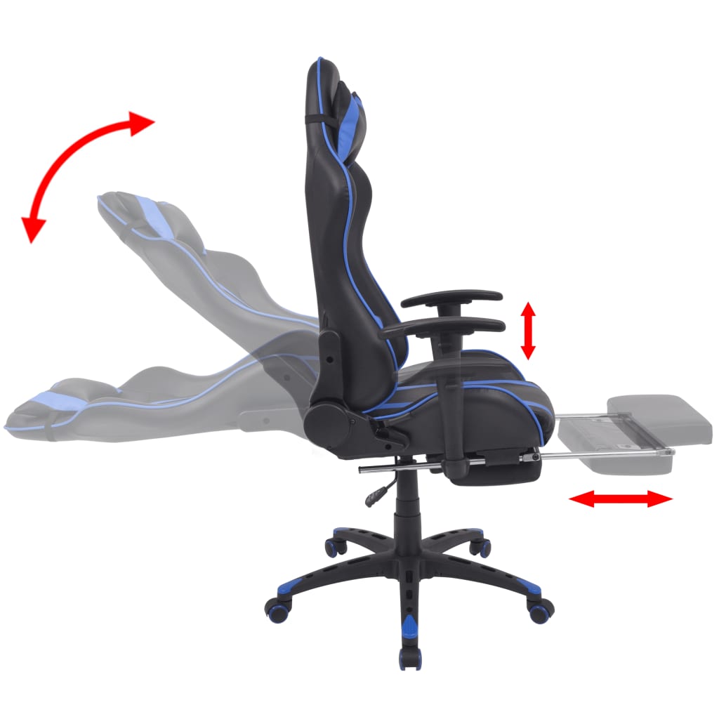 Neigbarer Racing-Bürostuhl mit Fußstütze Blau - Pazzar.ch