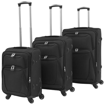 3-tlg. Weichgepäck Trolley-Set Schwarz - Pazzar.ch