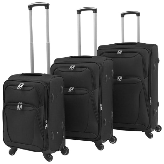 3-tlg. Weichgepäck Trolley-Set Schwarz - Pazzar.ch