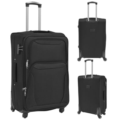 3-tlg. Weichgepäck Trolley-Set Schwarz - Pazzar.ch