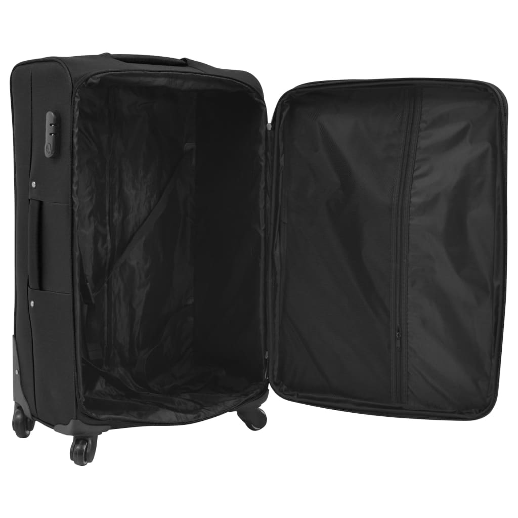 3-tlg. Weichgepäck Trolley-Set Schwarz - Pazzar.ch