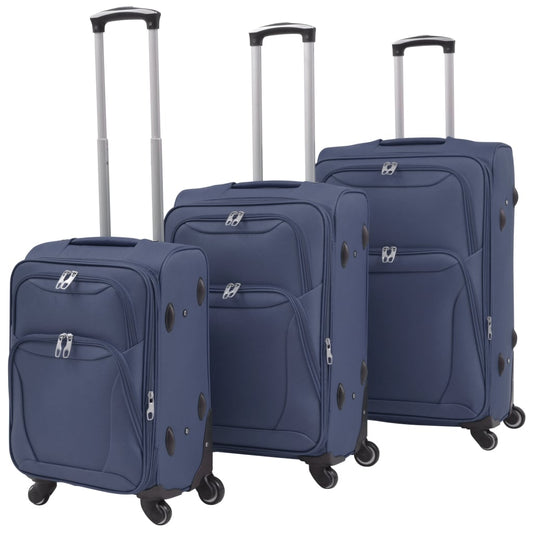 3-tlg. Weichgepäck Trolley-Set Marineblau - Pazzar.ch