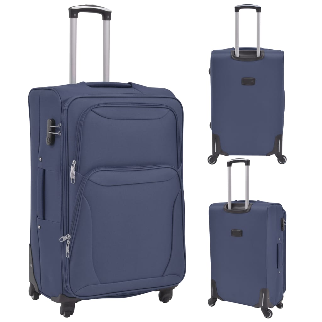 3-tlg. Weichgepäck Trolley-Set Marineblau - Pazzar.ch