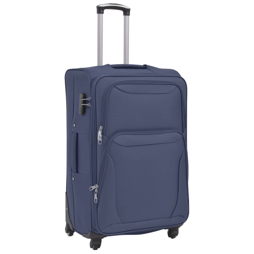 3-tlg. Weichgepäck Trolley-Set Marineblau - Pazzar.ch