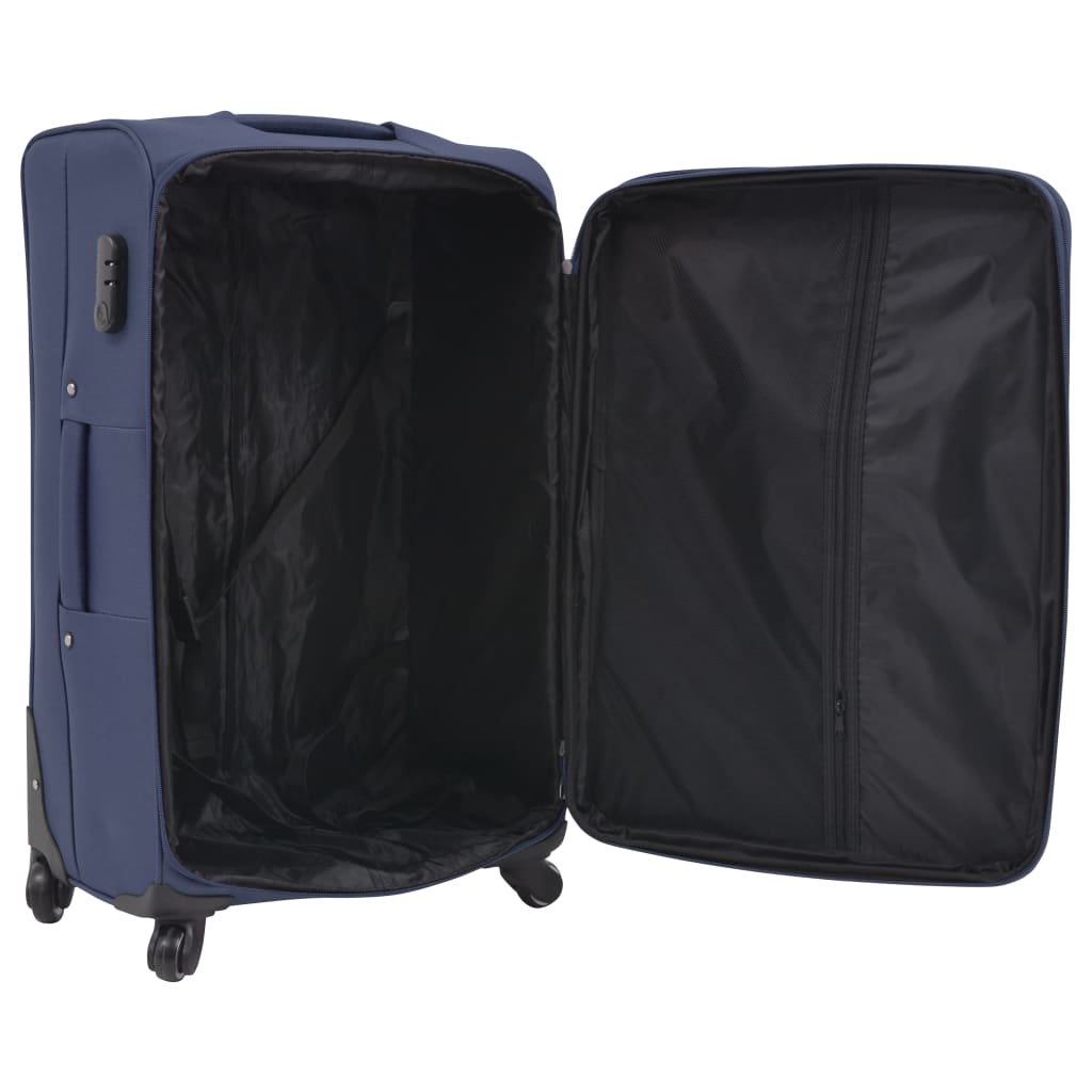 3-tlg. Weichgepäck Trolley-Set Marineblau - Pazzar.ch