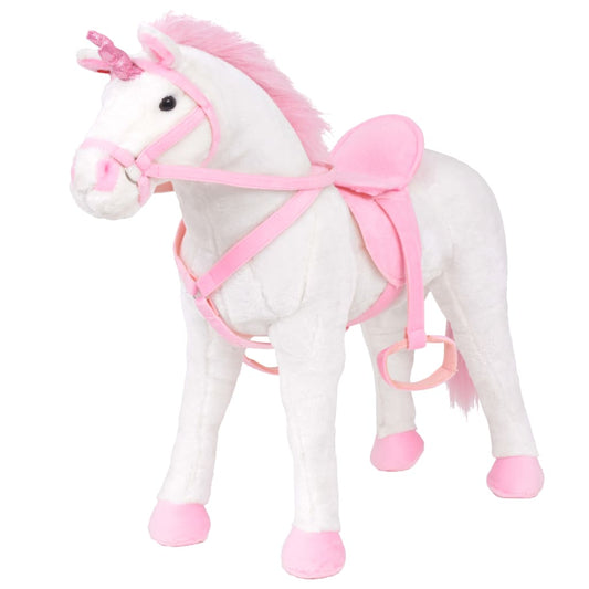 Plüschtier Einhorn Stehend Plüsch Weiß und Rosa XXL - Pazzar.ch