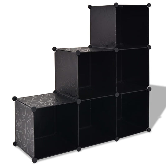Regalsystem Würfel-Regal mit 6 Fächern Schwarz - Pazzar.ch