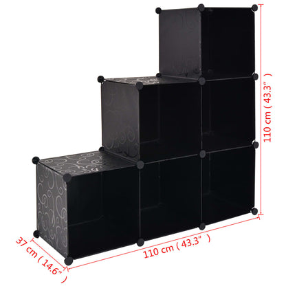 Regalsystem Würfel-Regal mit 6 Fächern Schwarz - Pazzar.ch