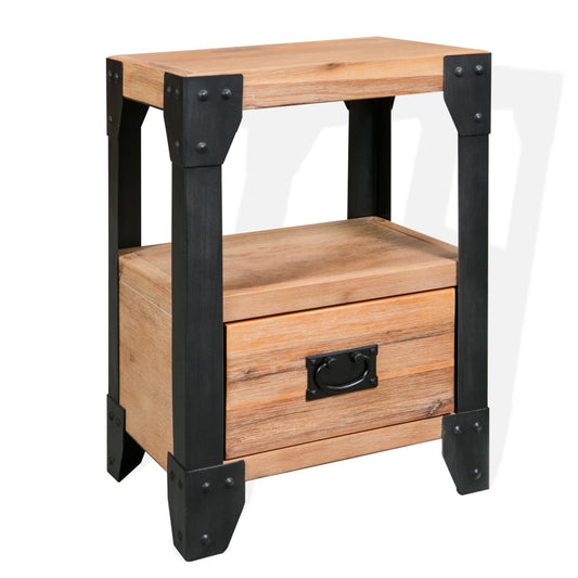 Nachttisch Akazienholz Massiv Stahl 40 x 30 x 54 cm - Pazzar.ch