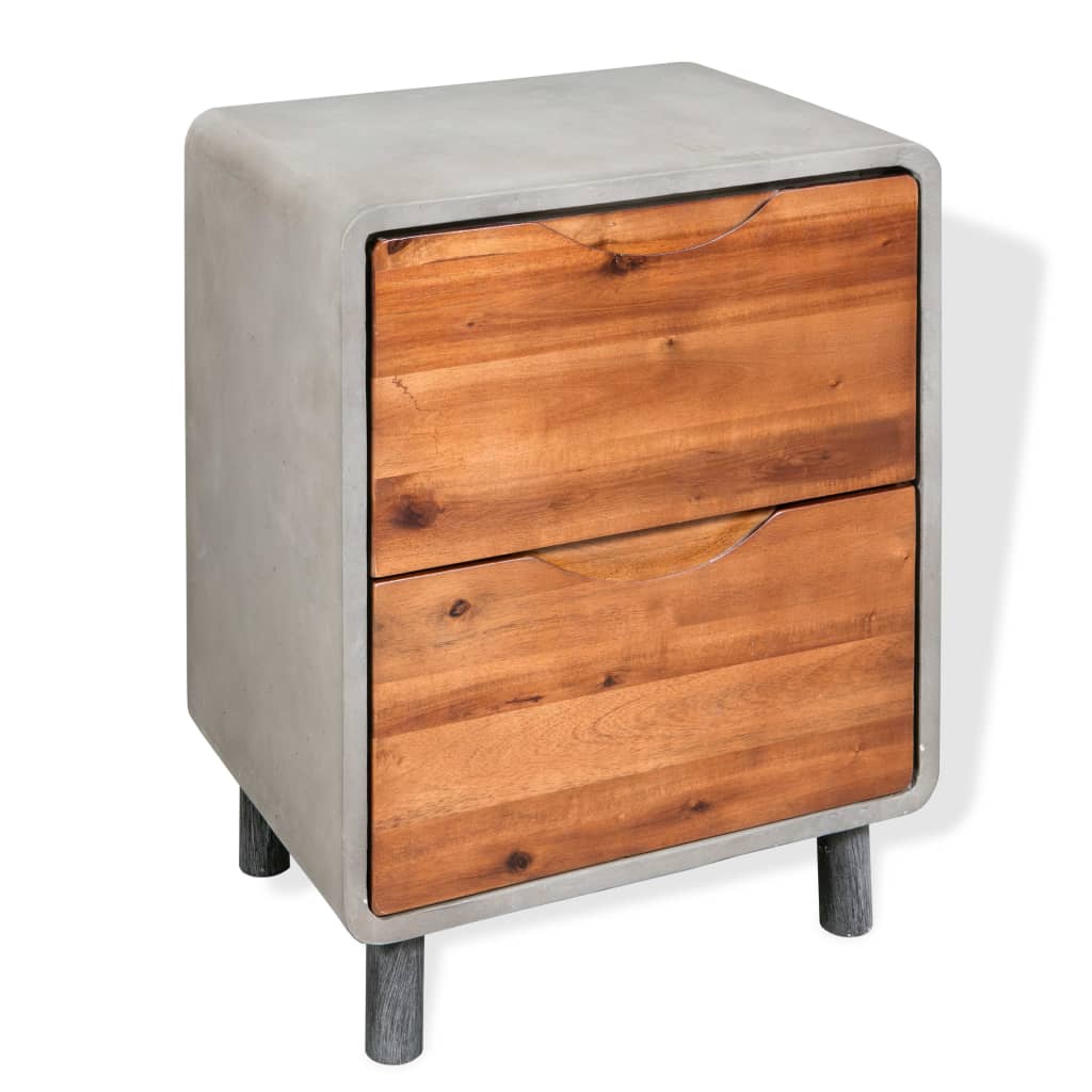 Nachttisch Beton Akazienholz Massiv 40 x 30 x 50 cm - Pazzar.ch