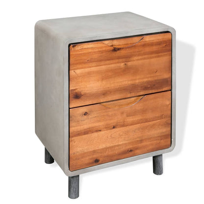 Nachttisch Beton Akazienholz Massiv 40 x 30 x 50 cm - Pazzar.ch
