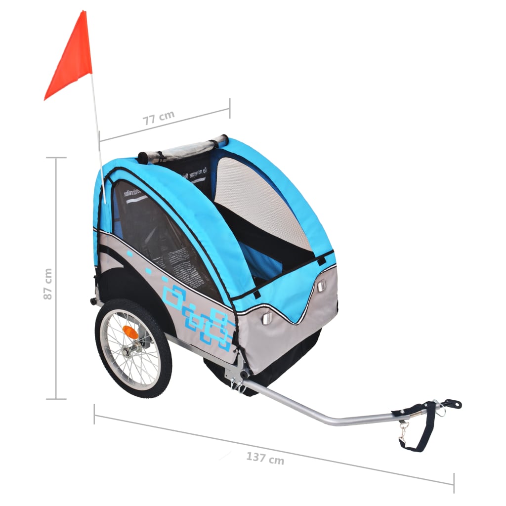 Fahrradanhänger Grau und Blau 30 kg - Pazzar.ch