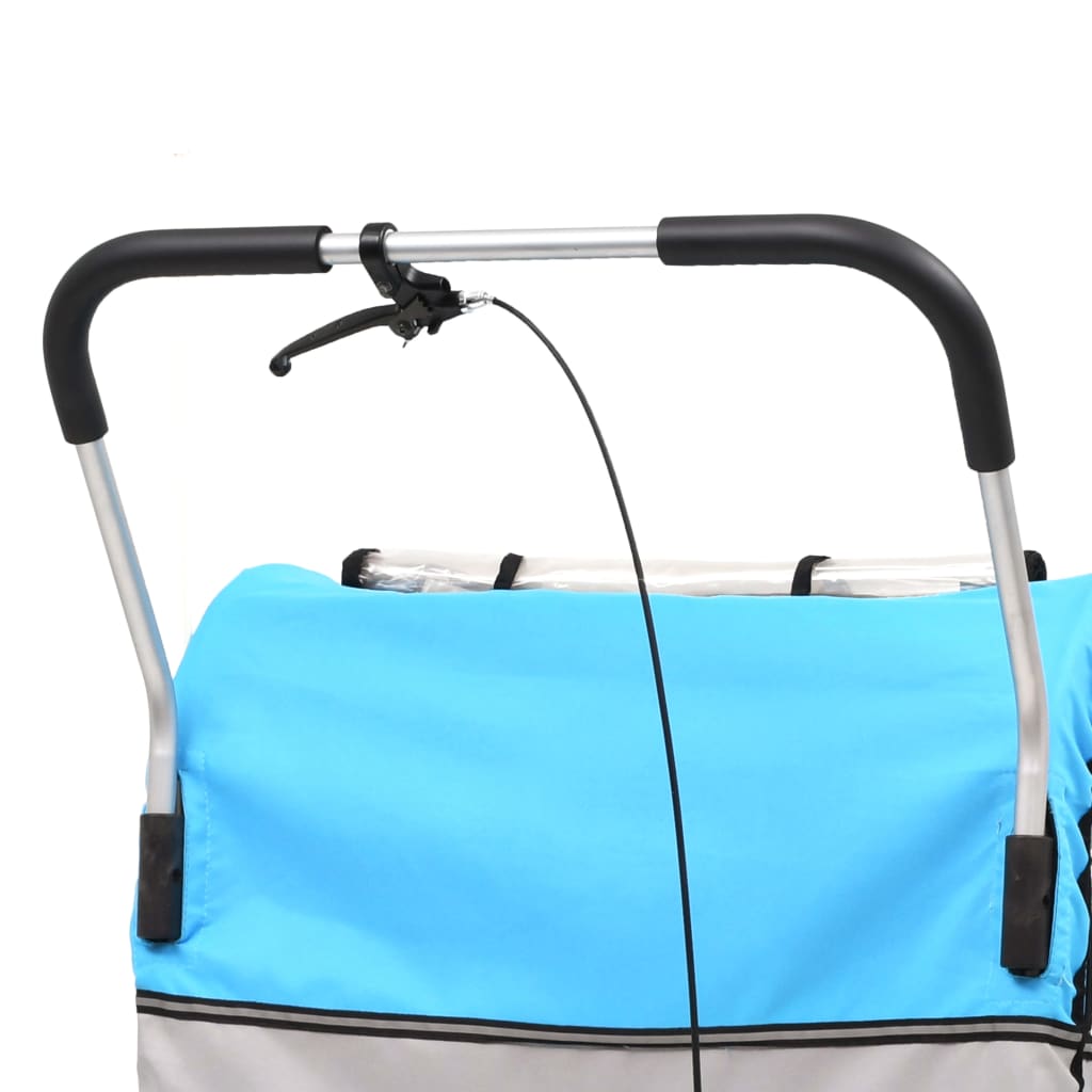 2-in-1 Fahrradanhänger und Kinderwagen Blau und Grau - Pazzar.ch