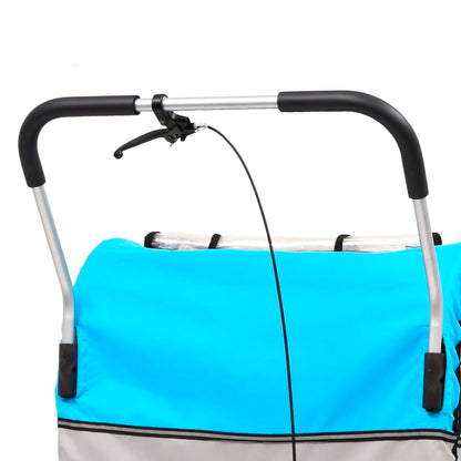 2-in-1 Fahrradanhänger und Kinderwagen Blau und Grau - Pazzar.ch