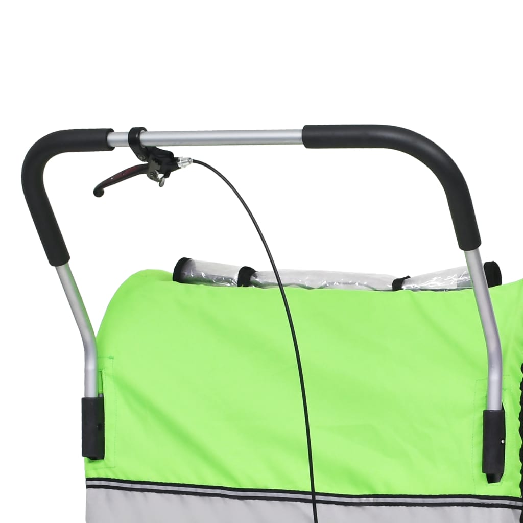 2-in-1 Fahrradanhänger und Kinderwagen Grün und Grau - Pazzar.ch