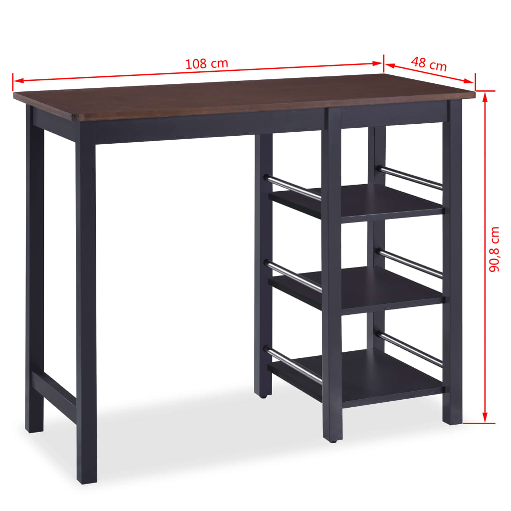 Bar Set 3 Stück MDF Schwarz - Pazzar.ch