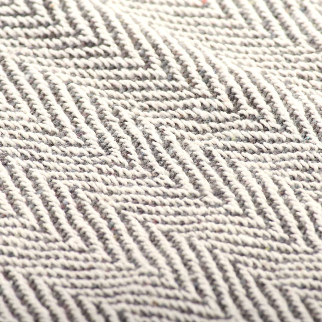 Überwurf Baumwolle Fischgrätenmuster 160x210 cm Grau - Pazzar.ch