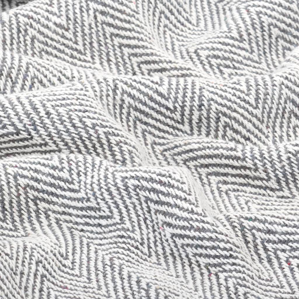 Überwurf Baumwolle Fischgrätenmuster 220x250 cm Grau - Pazzar.ch
