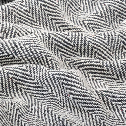 Überwurf Baumwolle Fischgrätenmuster 125x150 cm Marineblau - Pazzar.ch