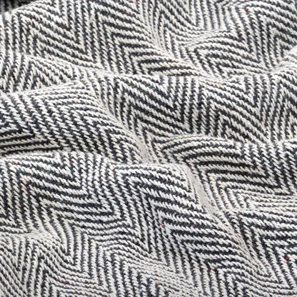 Überwurf Baumwolle Fischgrätenmuster 160x210 cm Marineblau - Pazzar.ch