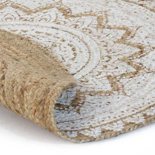 Teppich Jute Geflochten Bedruckt  90 cm Rund - Pazzar.ch