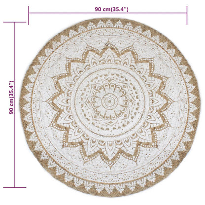 Teppich Jute Geflochten Bedruckt  90 cm Rund - Pazzar.ch