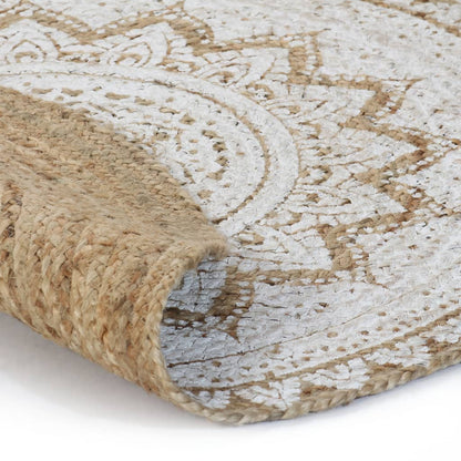 Teppich Jute Geflochten Bedruckt 120 cm Rund - Pazzar.ch