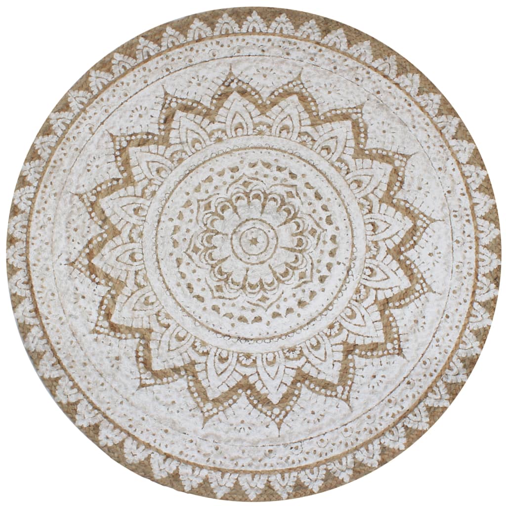 Teppich Jute Geflochten Bedruckt 150 cm Rund - Pazzar.ch