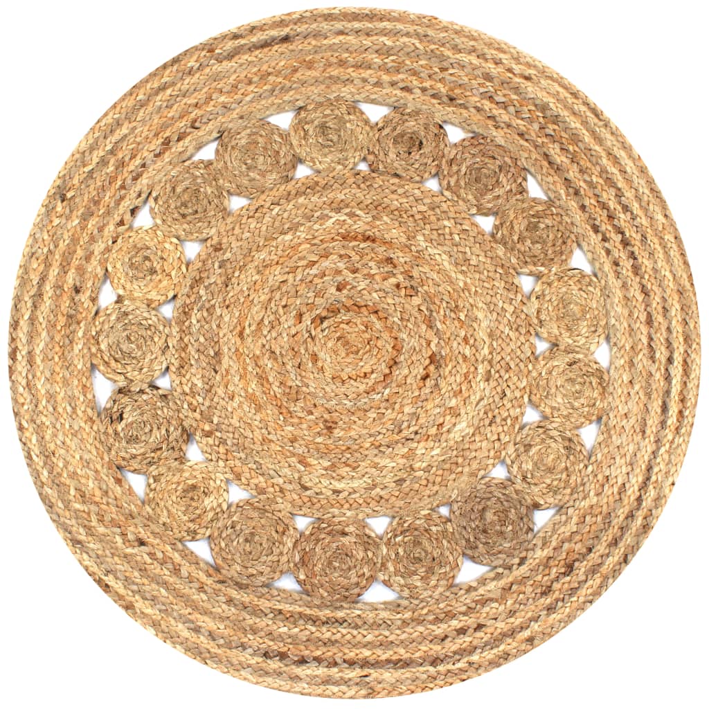 Teppich Flechtmuster Jute 90 cm Rund - Pazzar.ch