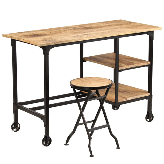 Schreibtisch mit Klapphocker Mangoholz Massiv 115x50x76 cm - Pazzar.ch