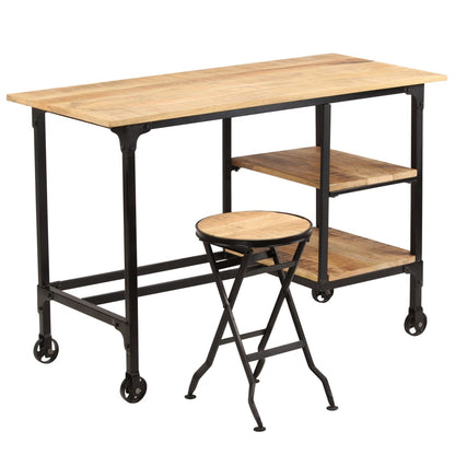 Schreibtisch mit Klapphocker Mangoholz Massiv 115x50x76 cm - Pazzar.ch