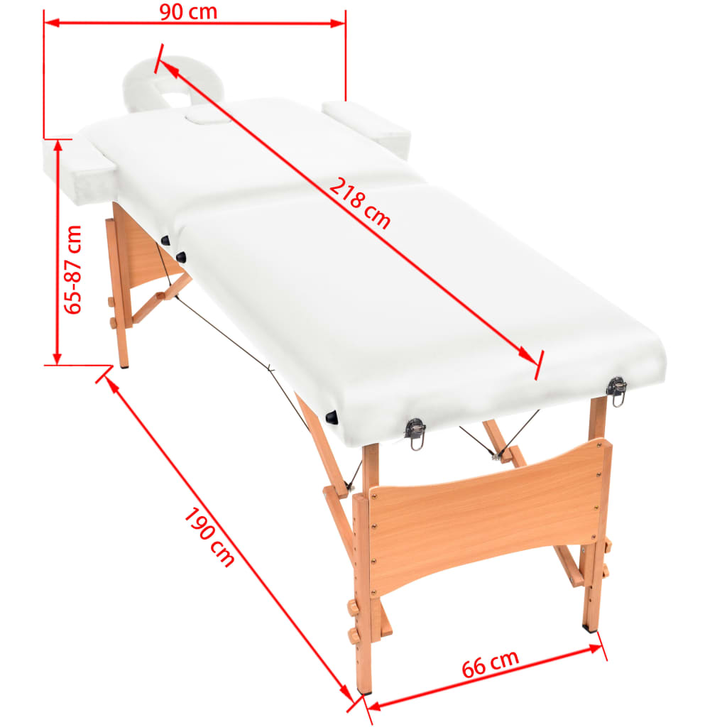 Massageliege 2-Zonen Klappbar 10 cm Sitz Weiß - Pazzar.ch