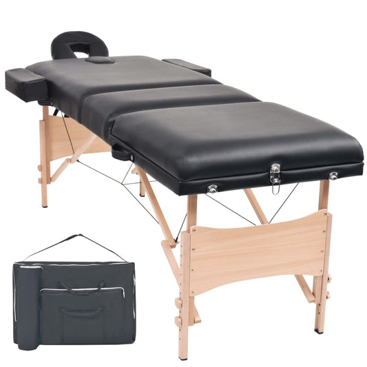 Massageliege 3 Zonen Tragbar 10 cm Polsterung Schwarz - Pazzar.ch