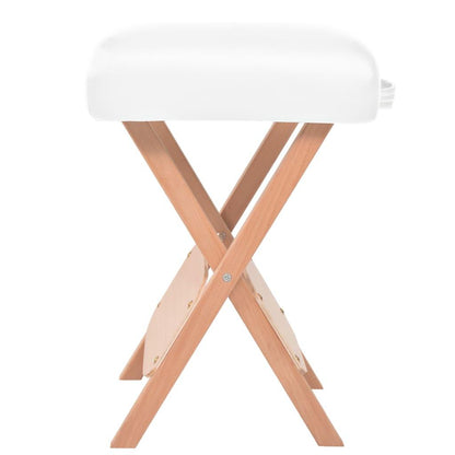 Massageliege 2-Zonen mit Hocker Klappbar 10 cm Sitz Weiß - Pazzar.ch