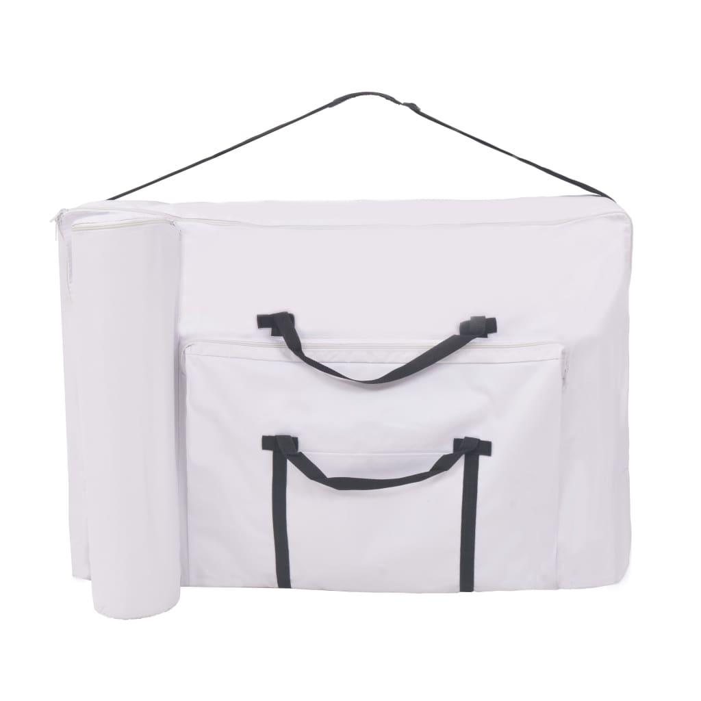Massageliege 3-Zonen mit Hocker Klappbar 10 cm Sitz Weiß