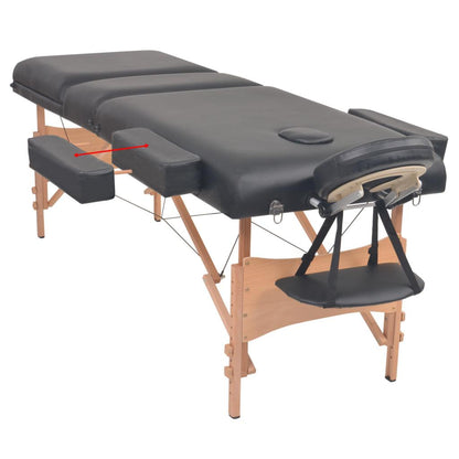 Massageliege 3-Zonen mit Hocker Klappbar 10 cm Sitz Schwarz - Pazzar.ch