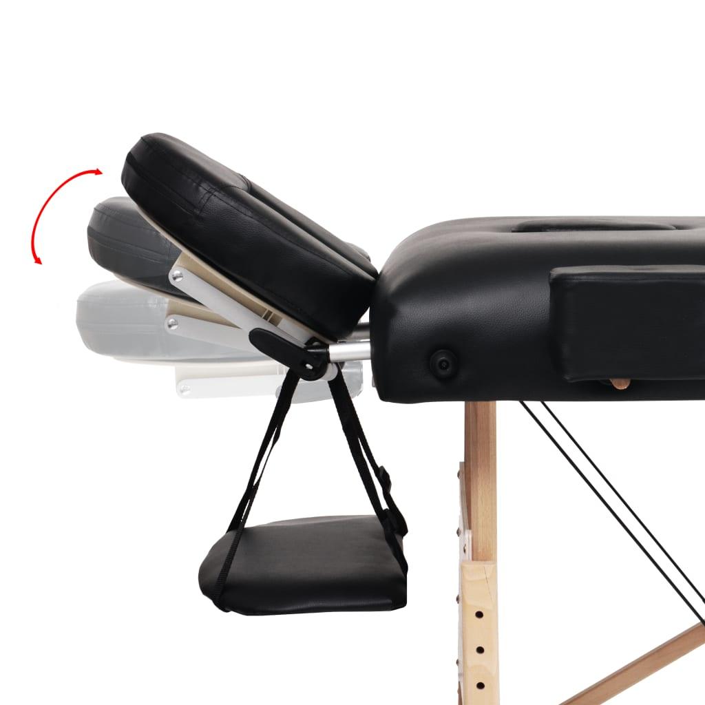 Massageliege 3-Zonen mit Hocker Klappbar 10 cm Sitz Schwarz - Pazzar.ch