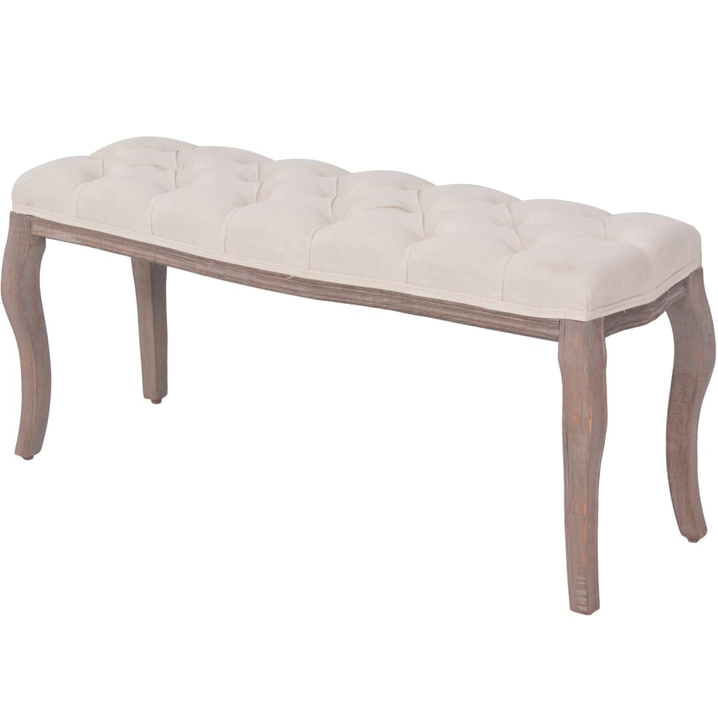 Bank Leinen Massivholz 110 x 38 x 48 cm Cremeweiß - Pazzar.ch