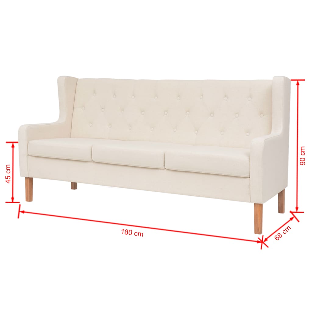 3-Sitzer-Sofa Stoff Cremeweiß - Pazzar.ch