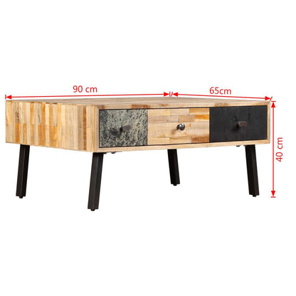 Couchtisch Recyceltes Massivholz Teak 90 x 65 x 40 cm - Pazzar.ch