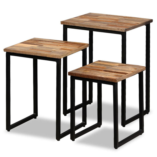 Satztisch Couchtisch-Set 3-tlg. Recyceltes Massivholz Teak - Pazzar.ch