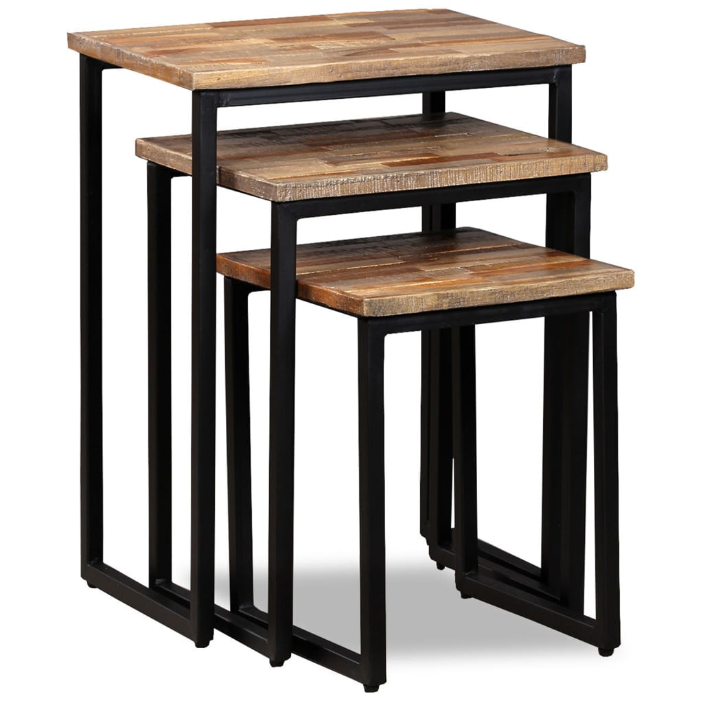 Satztisch Couchtisch-Set 3-tlg. Recyceltes Massivholz Teak - Pazzar.ch