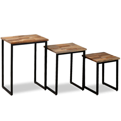 Satztisch Couchtisch-Set 3-tlg. Recyceltes Massivholz Teak - Pazzar.ch