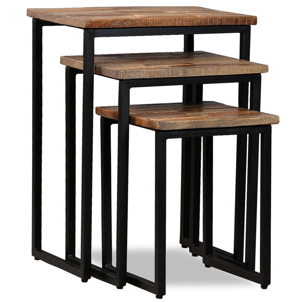 Satztisch Couchtisch-Set 3-tlg. Recyceltes Massivholz Teak - Pazzar.ch