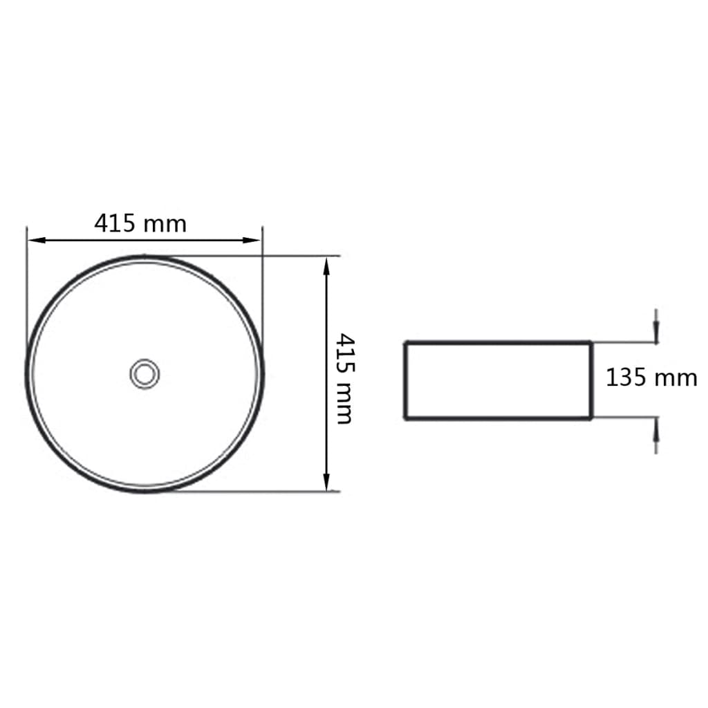 Waschbecken Keramik Rund Schwarz 41,5 x 13,5 cm - Pazzar.ch