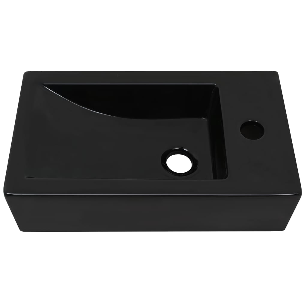 Waschbecken Rechteckig + Hahnloch Keramik Schwarz 46x25,5x12 cm - Pazzar.ch