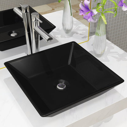 Waschbecken Keramik Quadratisch Schwarz 41,5 x 41,5 x 12 cm - Pazzar.ch